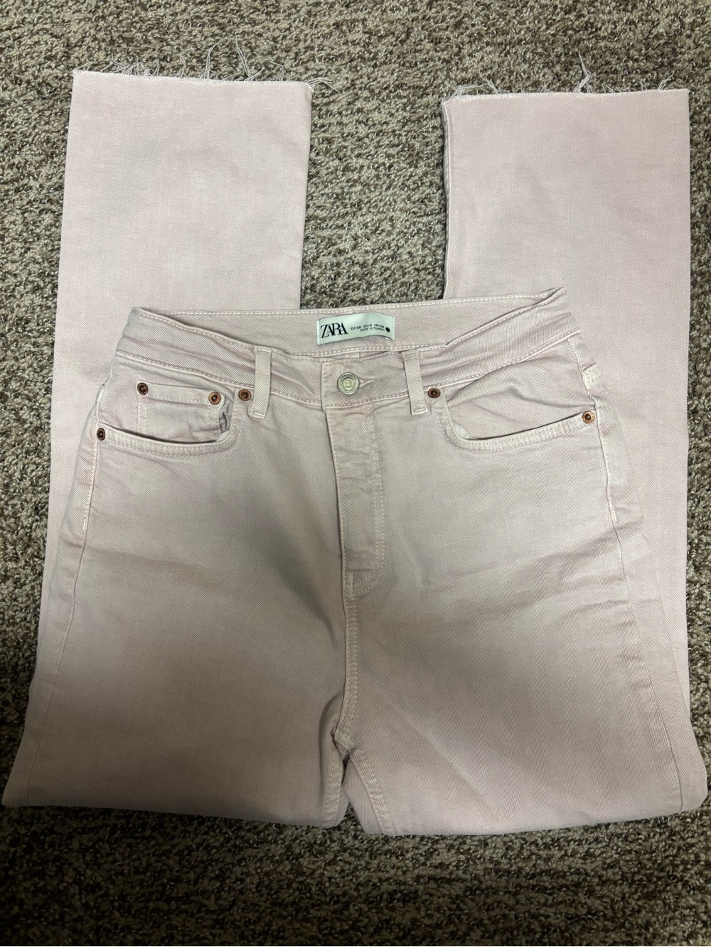 ZARA Light Pink Straight Ankle Jeans, Size 6(waist 26")